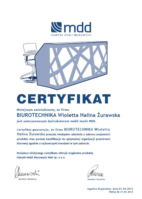 Certyfikat Meble MDD 2012